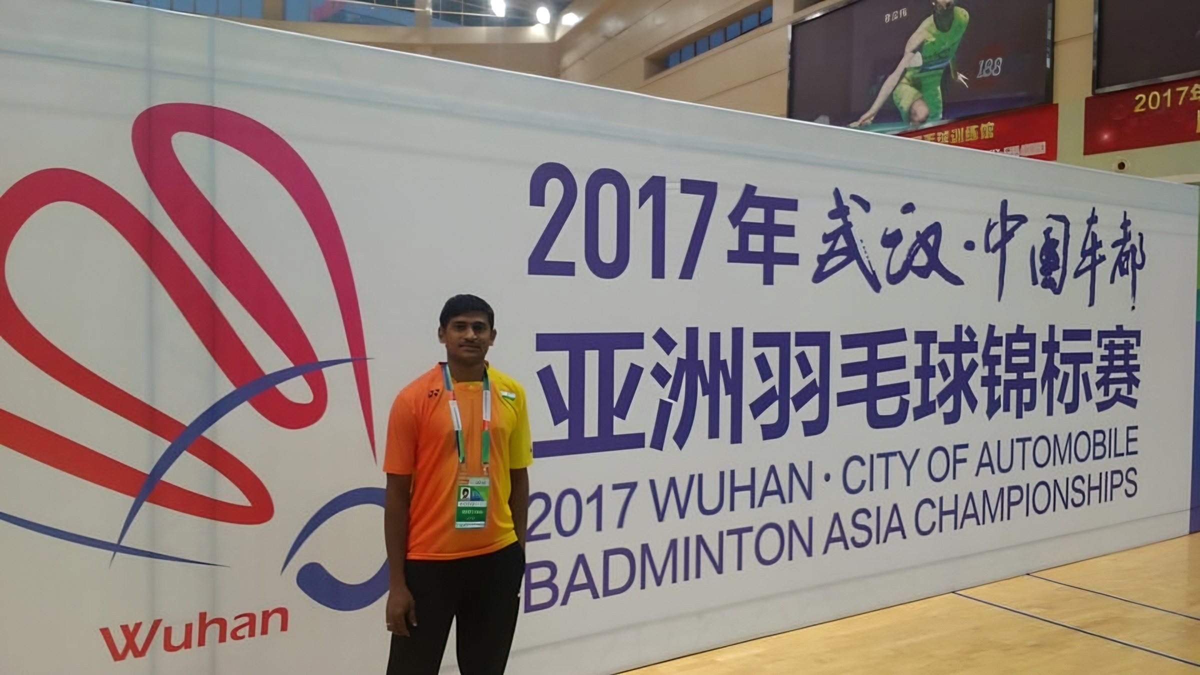 Lomada Raju at the 2017 Badminton Asia Championships in Wuhan